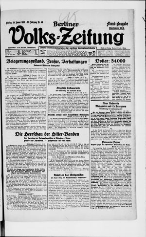 Berliner Volkszeitung vom 29.01.1923
