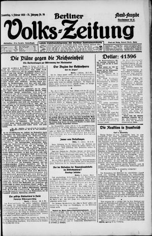 Berliner Volkszeitung vom 01.02.1923