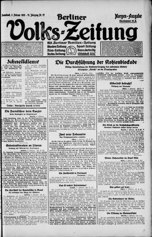 Berliner Volkszeitung vom 03.02.1923