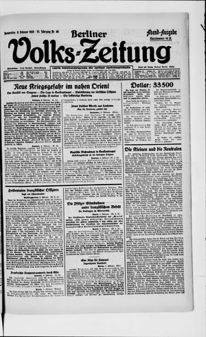Berliner Volkszeitung vom 08.02.1923