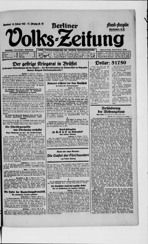 Berliner Volkszeitung on Feb 10, 1923