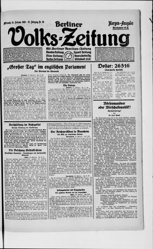 Berliner Volkszeitung on Feb 14, 1923