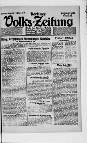 Berliner Volkszeitung on Feb 15, 1923