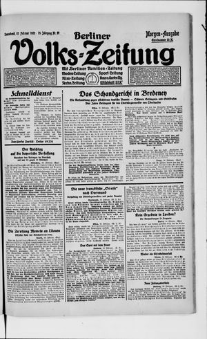 Berliner Volkszeitung vom 17.02.1923