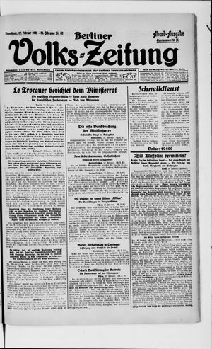 Berliner Volkszeitung vom 17.02.1923