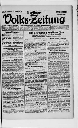 Berliner Volkszeitung vom 19.02.1923
