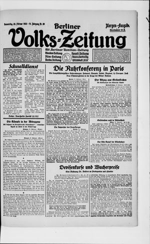 Berliner Volkszeitung vom 22.02.1923