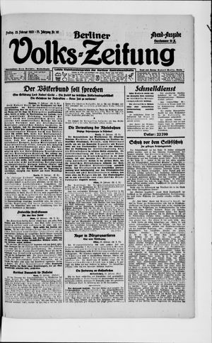 Berliner Volkszeitung vom 23.02.1923