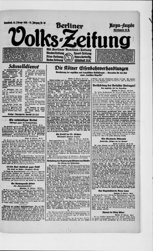 Berliner Volkszeitung on Feb 24, 1923