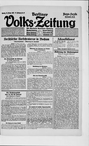Berliner Volkszeitung vom 27.02.1923