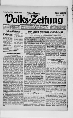 Berliner Volkszeitung vom 03.04.1923