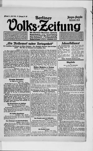 Berliner Volkszeitung on Apr 4, 1923