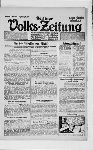 Berliner Volkszeitung on Apr 5, 1923