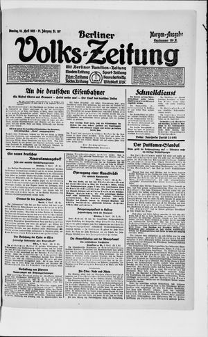 Berliner Volkszeitung on Apr 10, 1923