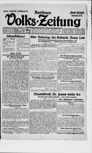 Berliner Volkszeitung on Apr 11, 1923