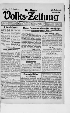 Berliner Volkszeitung on Apr 13, 1923