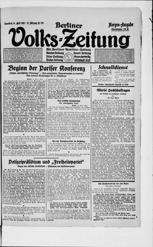 Berliner Volkszeitung vom 14.04.1923