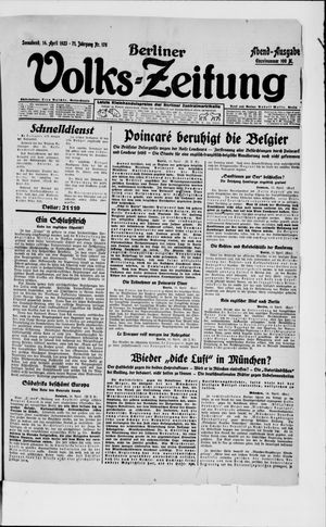 Berliner Volkszeitung vom 14.04.1923