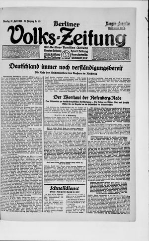 Berliner Volkszeitung vom 17.04.1923