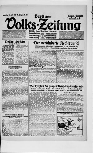 Berliner Volkszeitung on Apr 19, 1923