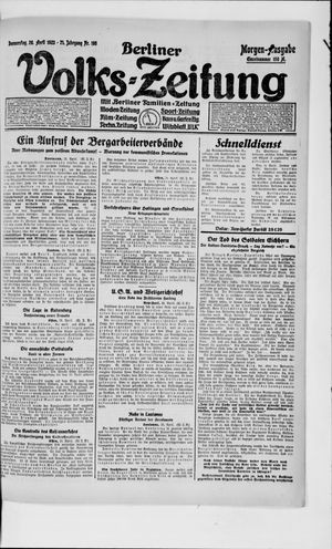 Berliner Volkszeitung vom 26.04.1923