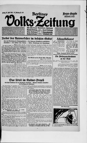 Berliner Volkszeitung vom 27.04.1923