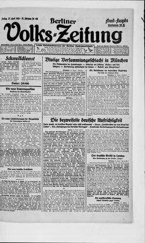 Berliner Volkszeitung vom 27.04.1923