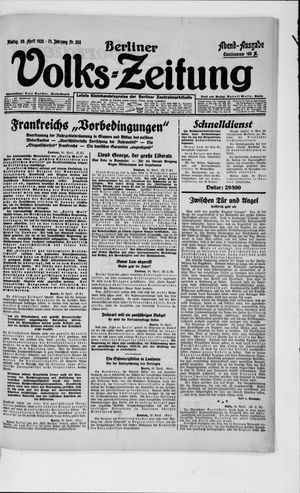 Berliner Volkszeitung vom 30.04.1923