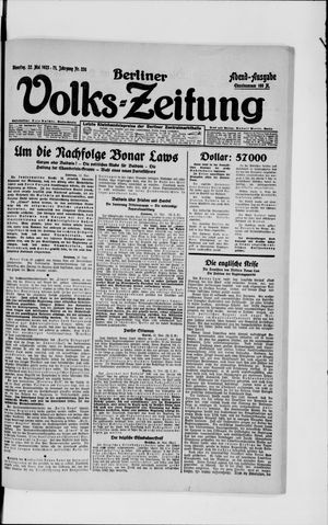 Berliner Volkszeitung on May 22, 1923