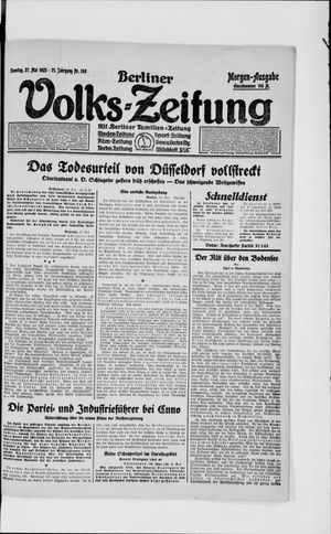 Berliner Volkszeitung vom 27.05.1923