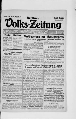 Berliner Volkszeitung on Jul 7, 1923