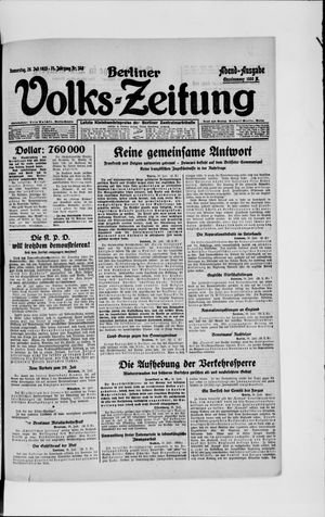 Berliner Volkszeitung vom 26.07.1923