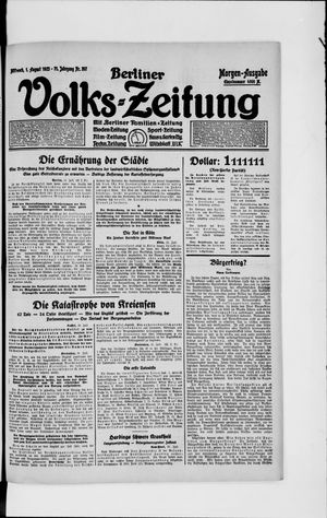 Berliner Volkszeitung vom 01.08.1923