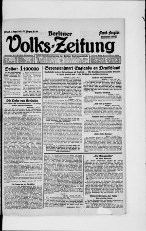 Berliner Volkszeitung vom 01.08.1923