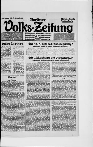 Berliner Volkszeitung vom 05.08.1923