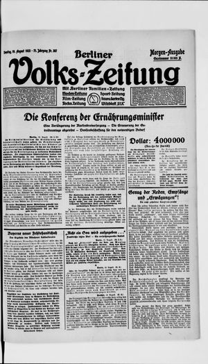 Berliner Volkszeitung vom 19.08.1923