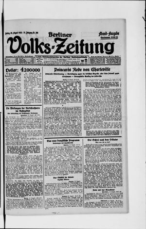 Berliner Volkszeitung on Aug 20, 1923