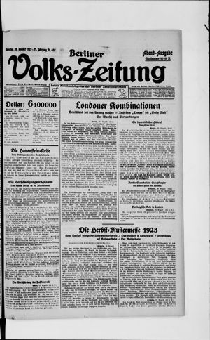 Berliner Volkszeitung on Aug 28, 1923