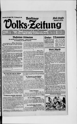 Berliner Volkszeitung on Aug 30, 1923