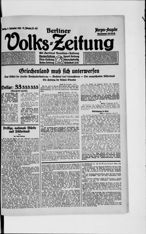Berliner Volkszeitung vom 09.09.1923