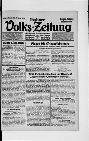 Berliner Volkszeitung vom 18.09.1923