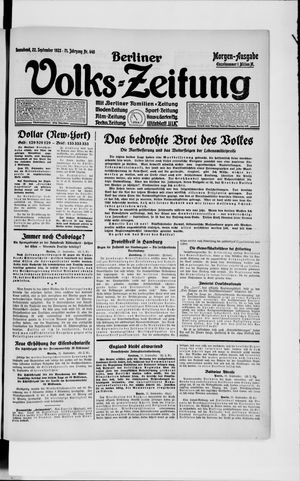 Berliner Volkszeitung vom 22.09.1923