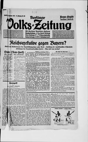 Berliner Volkszeitung on Sep 30, 1923