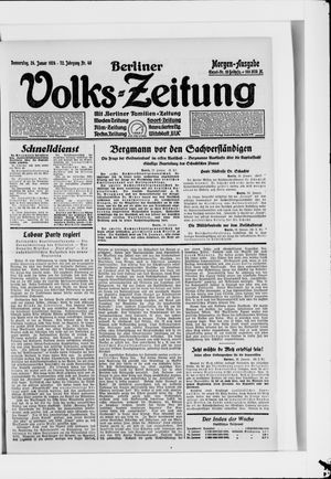 Berliner Volkszeitung on Jan 24, 1924
