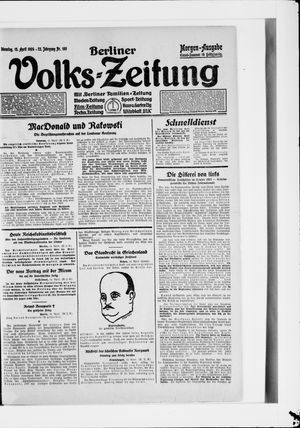 Berliner Volkszeitung vom 15.04.1924