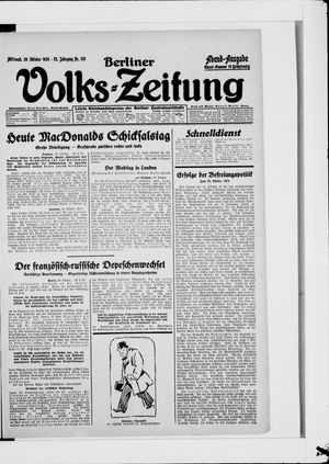 Berliner Volkszeitung vom 29.10.1924