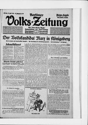 Berliner Volkszeitung vom 15.04.1925