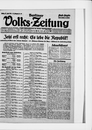 Berliner Volkszeitung on Apr 27, 1925