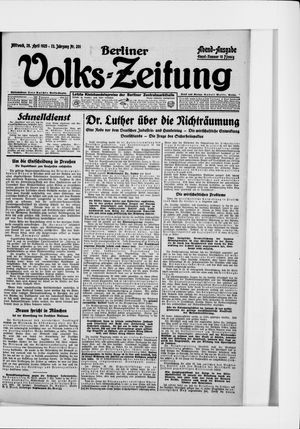 Berliner Volkszeitung vom 29.04.1925