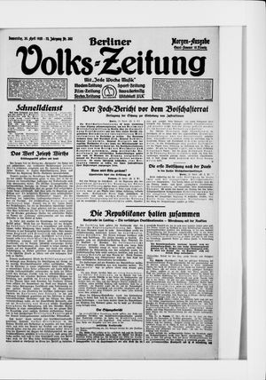 Berliner Volkszeitung vom 30.04.1925